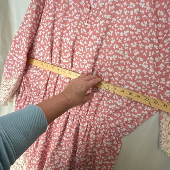 NWT J.NNA size 2X jumpsuit Romper floral bell sleeves lace. - Picture 15 of 16